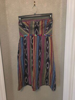 Edme & Esyllte Anthropologie Ikat Aztec Beaded Cotton Strapless Dress 6